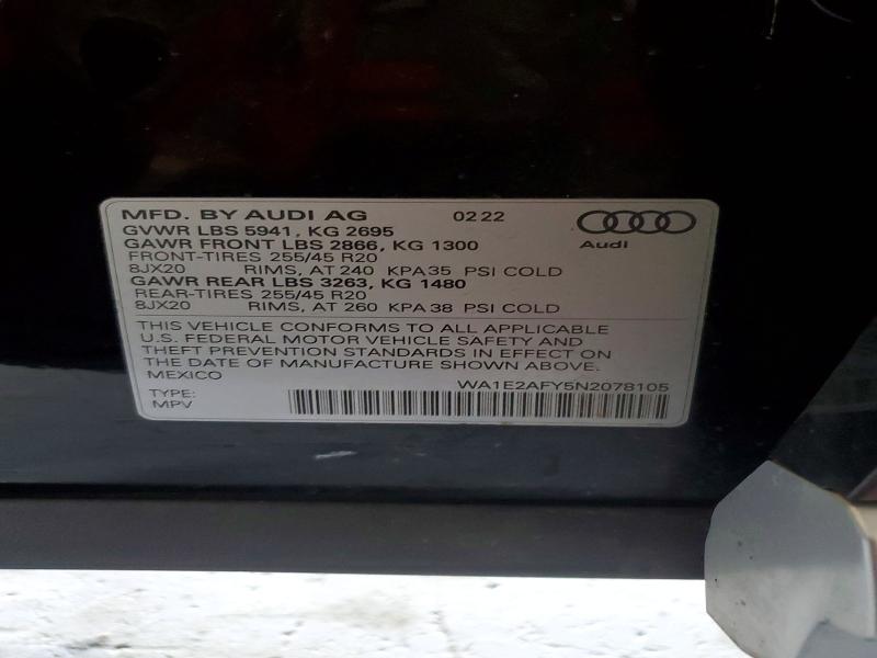 Продажа на аукционе авто 2022 Audi Q5 E, vin: WA1E2AFY5N2078105, номер лота: 56289816