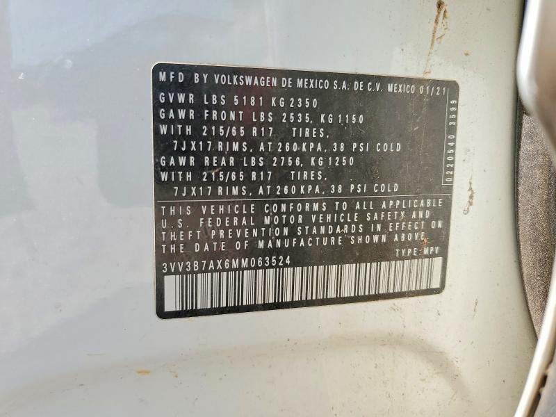 58897356 :رقم المزاد ، 3VV3B7AX6MM063524 vin ، 2021 Volkswagen Tiguan مزاد بيع