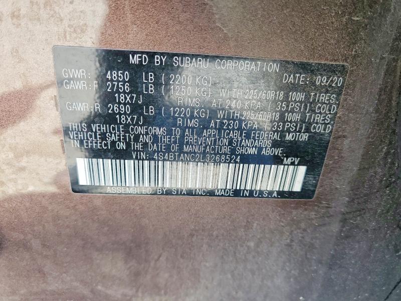 Aukcja sprzedaży 2020 Subaru Outback, vin: 4S4BTANC2L3268524, numer aukcji: 57035356