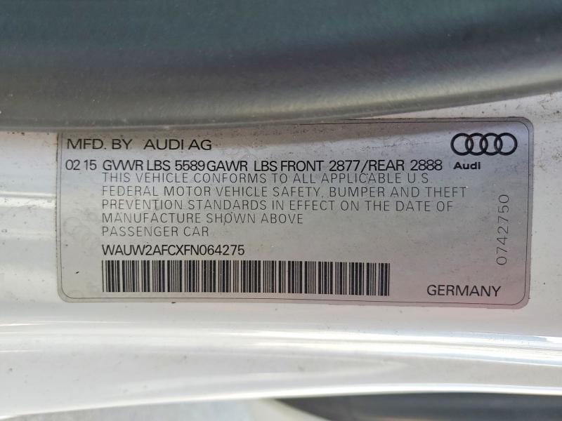 Aukcja sprzedaży 2015 Audi S7, vin: WAUW2AFCXFN064275, numer aukcji: 58815236