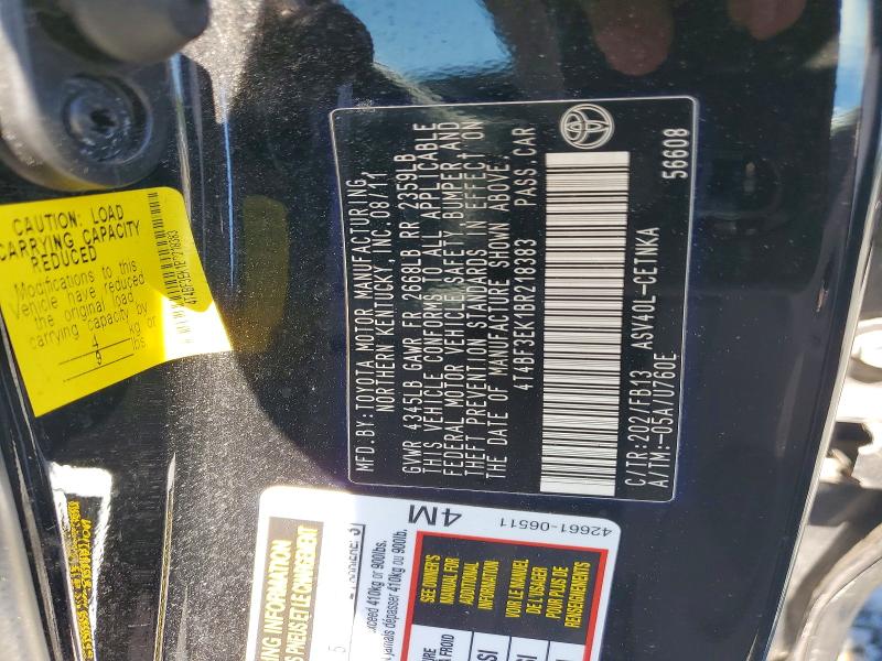 Aukcja sprzedaży 2011 Toyota Camry, vin: 4T4BF3EK1BR218383, numer aukcji: 56259406