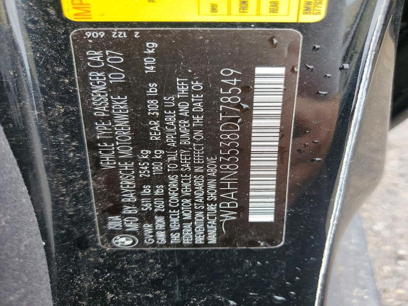 58913096 :رقم المزاد ، WBAHN83538DT78549 vin ، 2008 Bmw 750 مزاد بيع