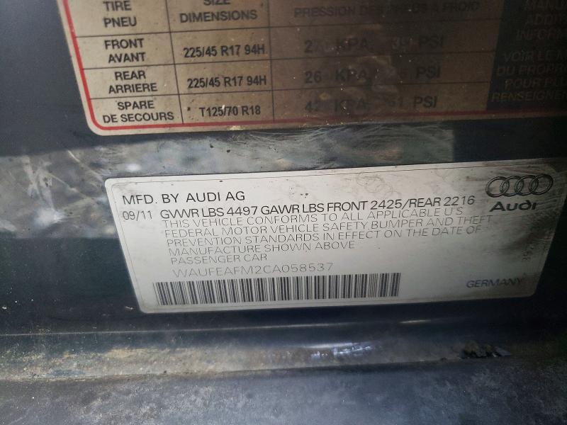 Aukcja sprzedaży 2012 Audi A3, vin: WAUFEAFM2CA058537, numer aukcji: 58092606