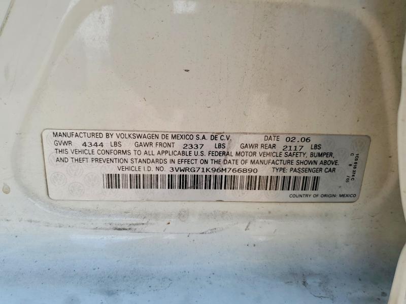 2006 Volkswagen Jetta მანქანა იყიდება აუქციონზე, vin: 3VWRG71K96M766890, აუქციონის ნომერი: 57426326