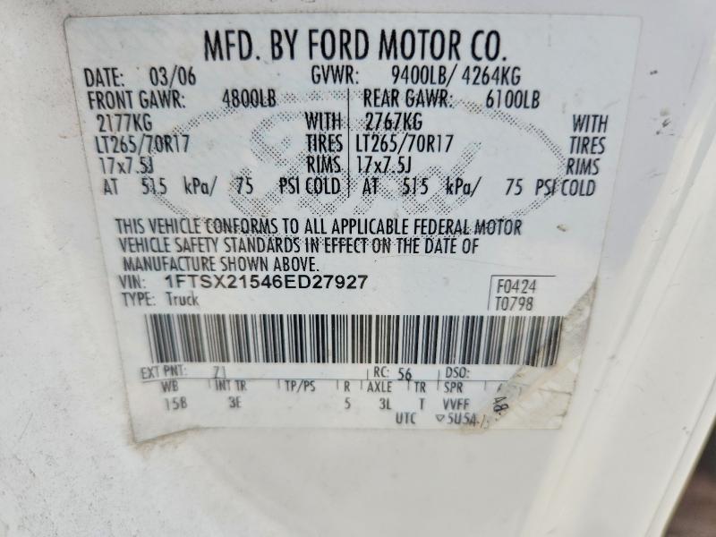 Продажа на аукционе авто 2006 Ford F250, vin: 1FTSX21546ED27927, номер лота: 58279226