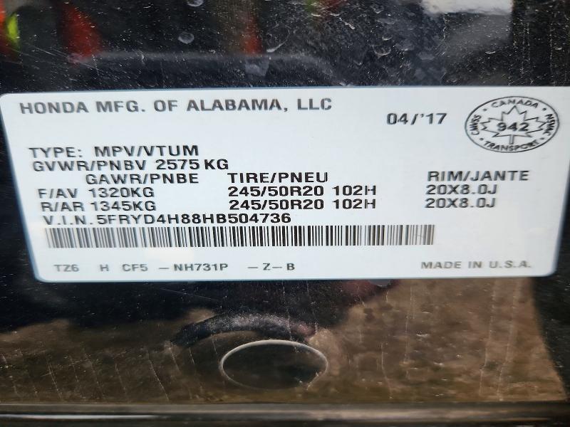 Продажа на аукционе авто 2017 Acura Mdx, vin: 5FRYD4H88HB504736, номер лота: 56549396
