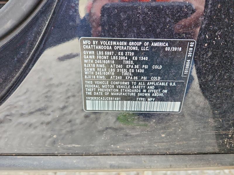 55159806 :رقم المزاد ، 1V2KR2CA2JC561491 vin ، 2018 Volkswagen Atlas مزاد بيع