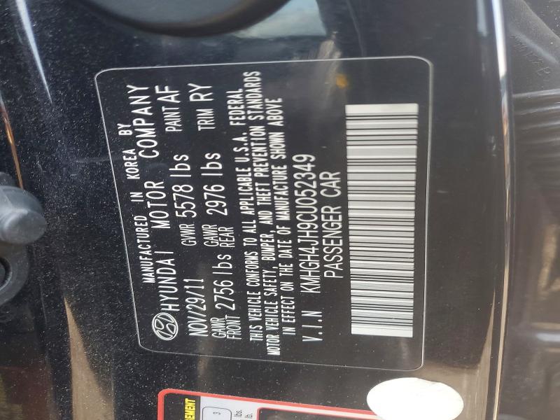 Aukcja sprzedaży 2012 Hyundai Equus, vin: KMHGH4JH9CU052349, numer aukcji: 56870526
