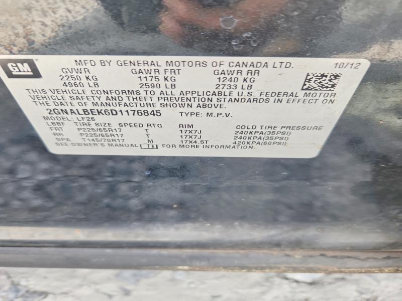 56833846 :رقم المزاد ، 2GNALBEK6D1176845 vin ، 2013 Chevrolet Equinox مزاد بيع