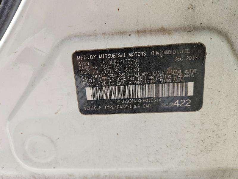 Aukcja sprzedaży 2014 Mitsubishi Mirage, vin: ML32A3HJXEH016514, numer aukcji: 58976086