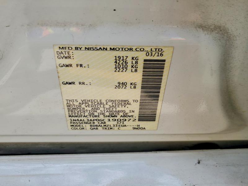 Продажа на аукционе авто 2016 Nissan Altima, vin: 1N4AL3AP0GC190972, номер лота: 57138456