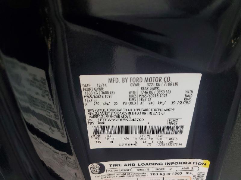 Продаж на аукціоні авто 2014 Ford F150, vin: 1FTFW1CF5EKG42790, номер лоту: 57655796