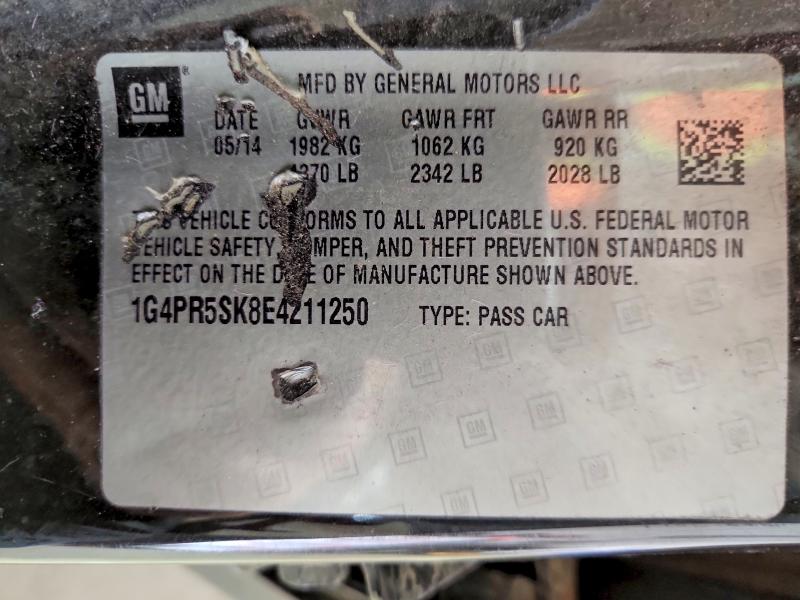 55092516 :رقم المزاد ، 1G4PR5SK8E4211250 vin ، 2014 Buick Verano مزاد بيع