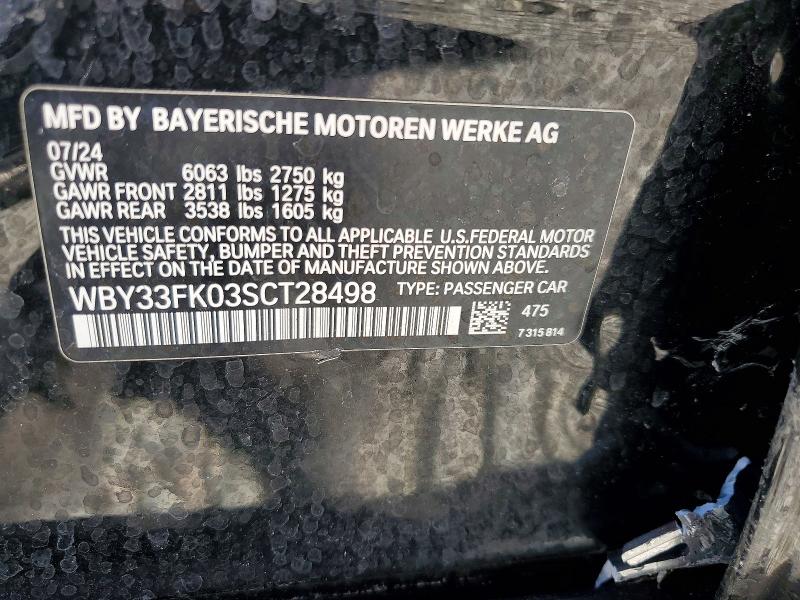Aukcja sprzedaży 2025 Bmw I5, vin: WBY33FK03SCT28498, numer aukcji: 56225306