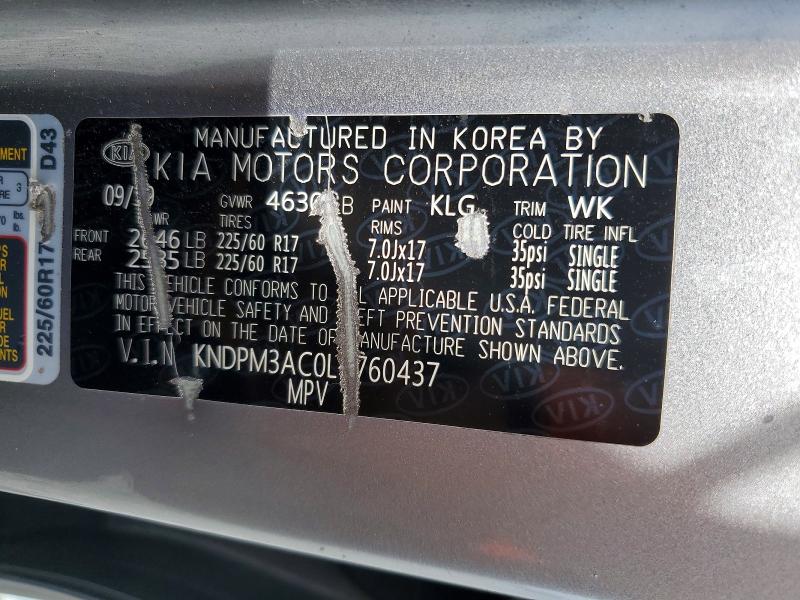 Продаж на аукціоні авто 2020 Kia Sportage, vin: KNDPM3AC0L7760437, номер лоту: 55719076
