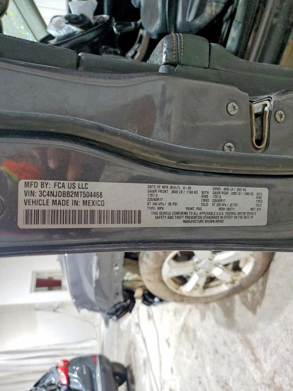 57887146 :رقم المزاد ، 3C4NJDBB2MT504468 vin ، 2021 Jeep Compass مزاد بيع