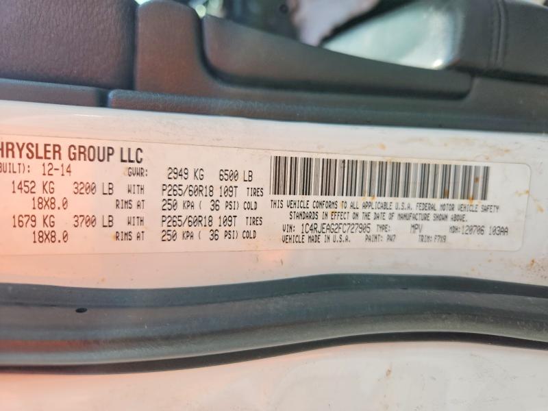 Продажа на аукционе авто 2015 Jeep Grand Cherokee, vin: 1C4RJEAG2FC727905, номер лота: 55624906