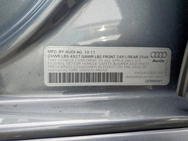 Aukcja sprzedaży 2012 Audi A4, vin: WAUKFAFL0CN012863, numer aukcji: 58488476