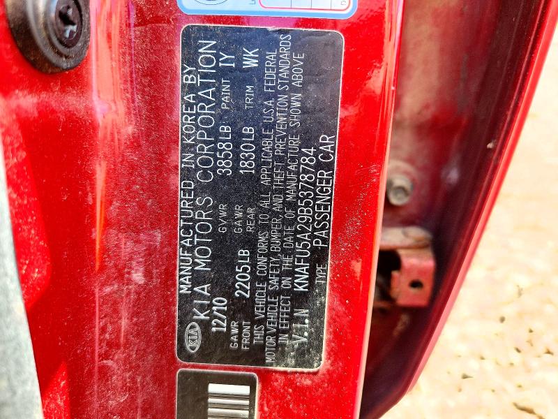 55500186 :رقم المزاد ، KNAFU5A29B5378784 vin ، 2011 Kia Forte مزاد بيع