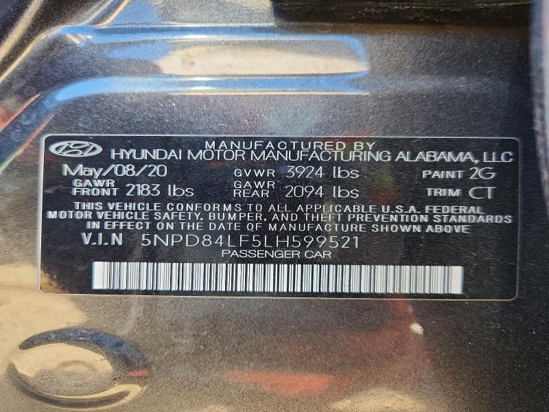 Aukcja sprzedaży 2020 Hyundai Elantra, vin: 5NPD84LF5LH599521, numer aukcji: 57619036