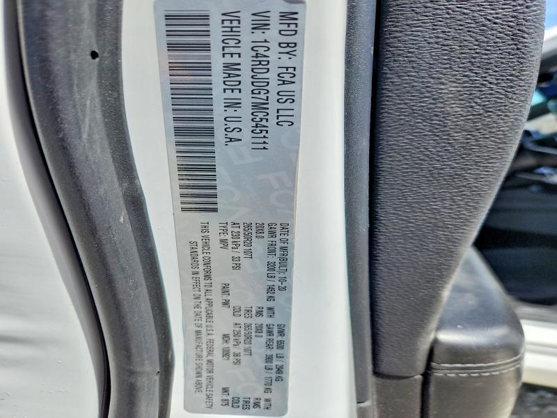 2021 Dodge Durango მანქანა იყიდება აუქციონზე, vin: 1C4RDJDG7MC545111, აუქციონის ნომერი: 57418366