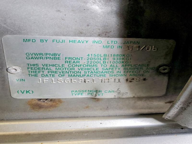 Продаж на аукціоні авто 2007 Subaru Forester, vin: JF1SG63617H717287, номер лоту: 57276186