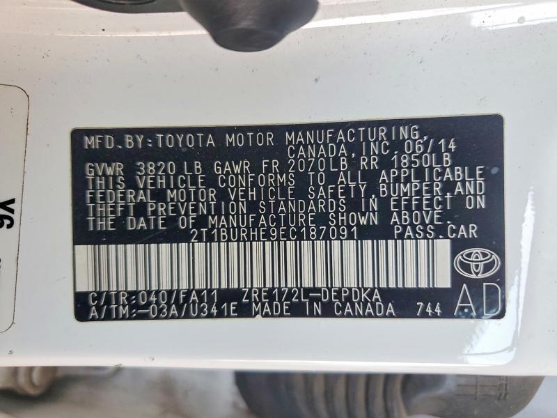 Продажа на аукционе авто 2014 Toyota Corolla, vin: 2T1BURHE9EC187091, номер лота: 55625906