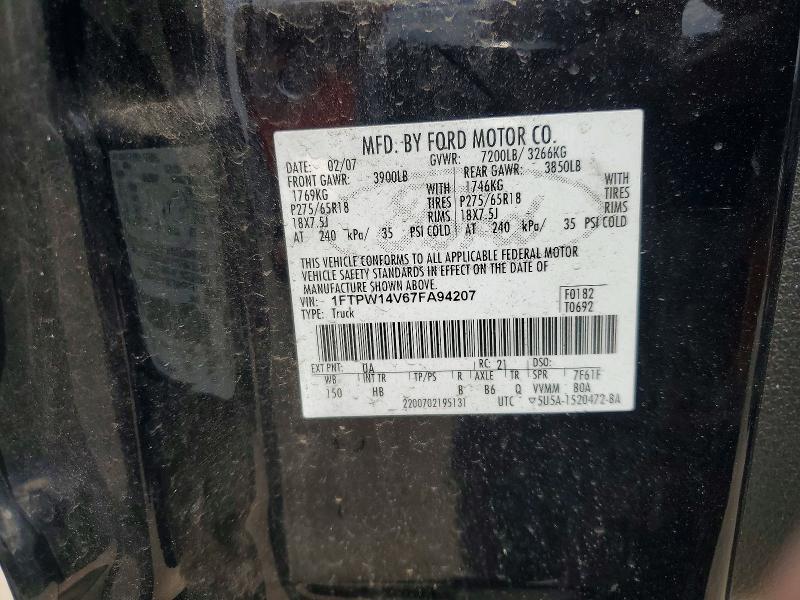 Aukcja sprzedaży 2007 Ford F150, vin: 1FTPW14V67FA94207, numer aukcji: 56625776
