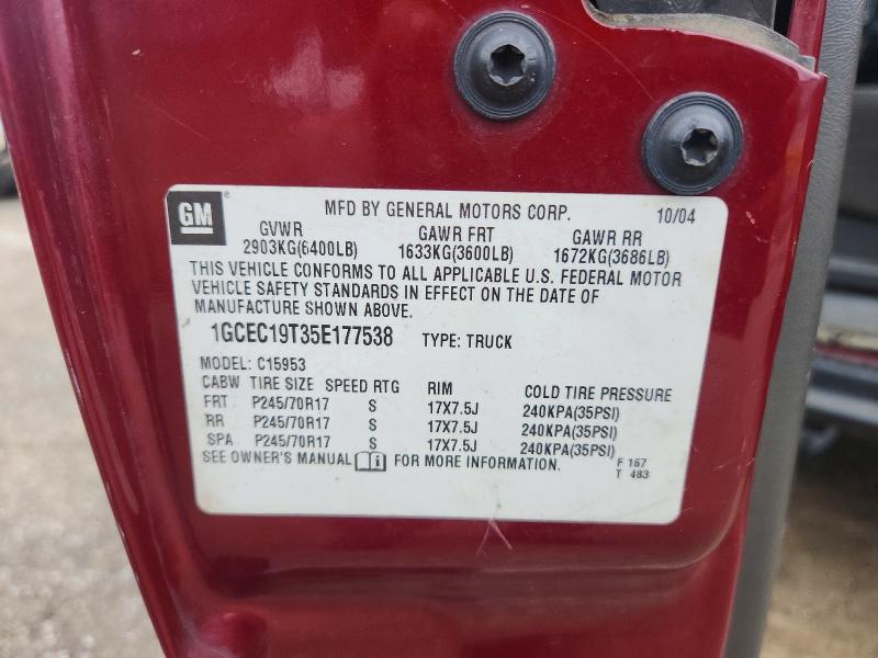 55400276 :رقم المزاد ، 1GCEC19T35E177538 vin ، 2005 Chevrolet Silverado مزاد بيع
