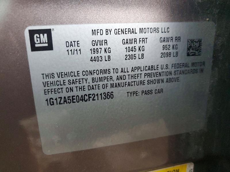 Aukcja sprzedaży 2012 Chevrolet Malibu, vin: 1G1ZA5E04CF211366, numer aukcji: 56844626