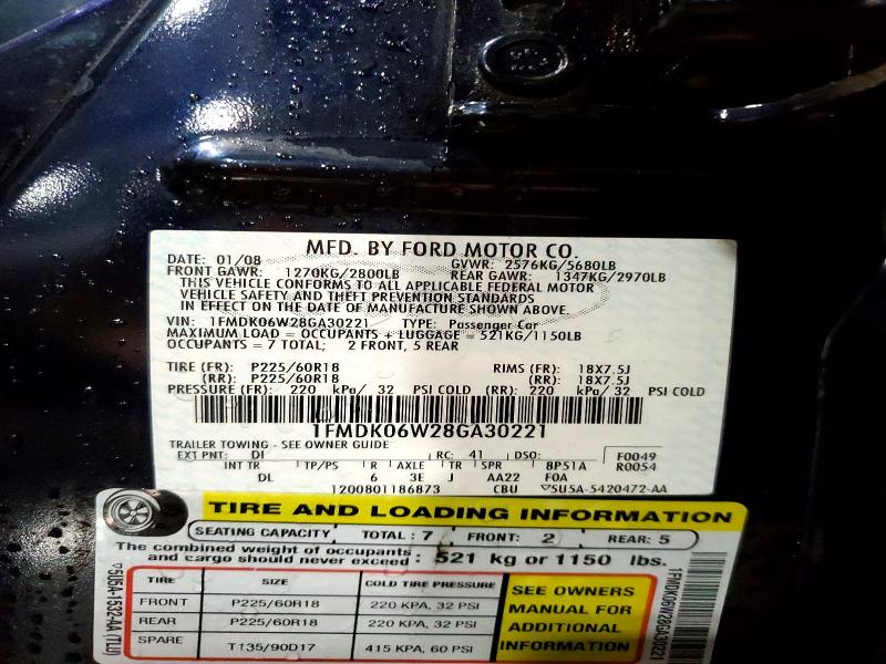 Продаж на аукціоні авто 2008 Ford Taurus X, vin: 1FMDK06W28GA30221, номер лоту: 56590746