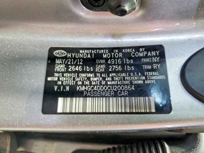 2012 Hyundai Genesis მანქანა იყიდება აუქციონზე, vin: KMHGC4DD0CU200864, აუქციონის ნომერი: 57415916