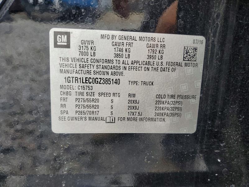 Продаж на аукціоні авто 2016 Gmc Sierra, vin: 1GTR1LEC0GZ385140, номер лоту: 57121926