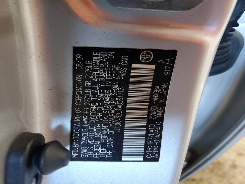 Aukcja sprzedaży 2010 Toyota Prius, vin: JTDKN3DU1A0051713, numer aukcji: 56471566