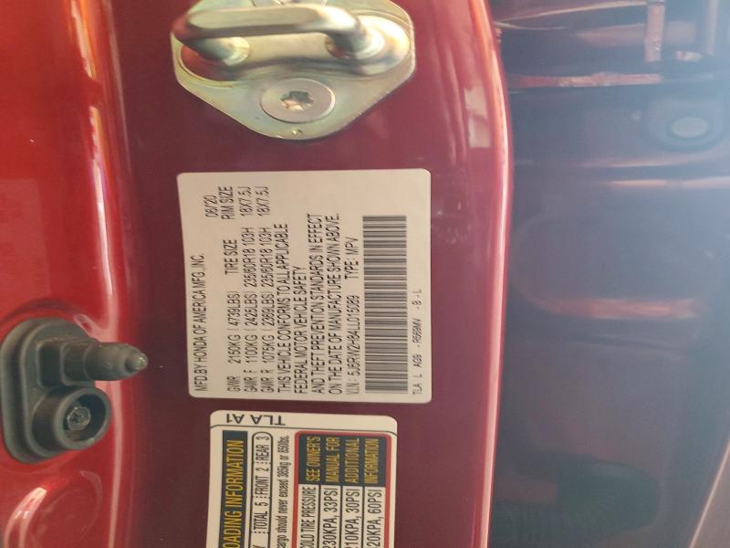 55566096 :رقم المزاد ، 5J6RW2H84LL015089 vin ، 2020 Honda Cr-v مزاد بيع