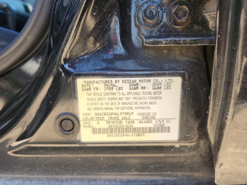 57676586 :رقم المزاد ، 3N1CB51D46L575819 vin ، 2006 Nissan Sentra مزاد بيع