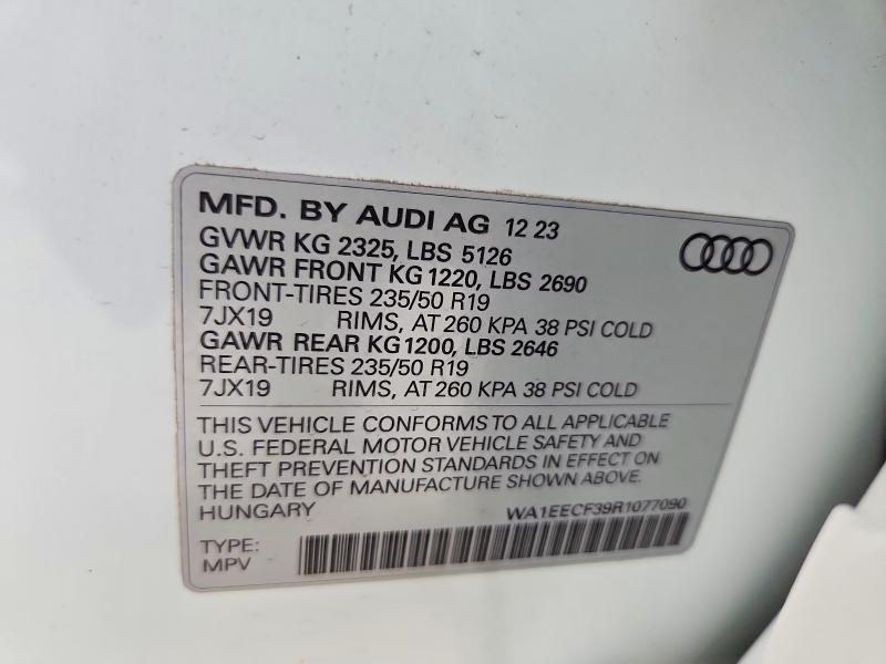 2024 Audi Q3 მანქანა იყიდება აუქციონზე, vin: WA1EECF39R1077090, აუქციონის ნომერი: 58593286