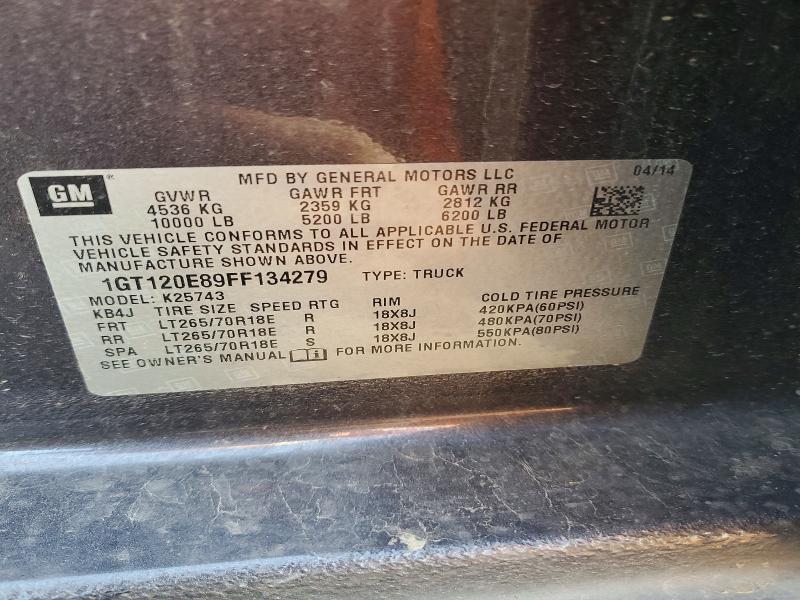 Aukcja sprzedaży 2015 Gmc Sierra, vin: 1GT120E89FF134279, numer aukcji: 58236796