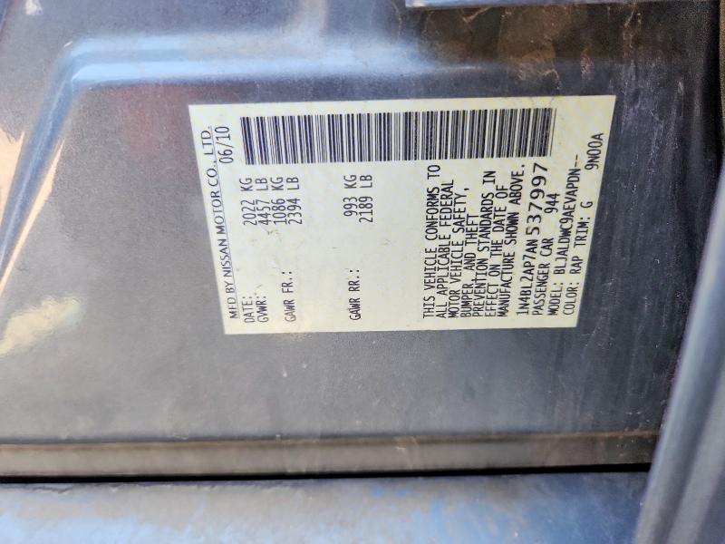 Продажа на аукционе авто 2010 Nissan Altima, vin: 1N4BL2AP7AN537997, номер лота: 58120256