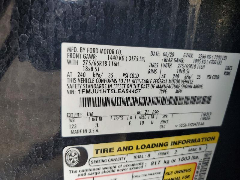 Aukcja sprzedaży 2020 Ford Expedition, vin: 1FMJU1HT5LEA54457, numer aukcji: 56827886