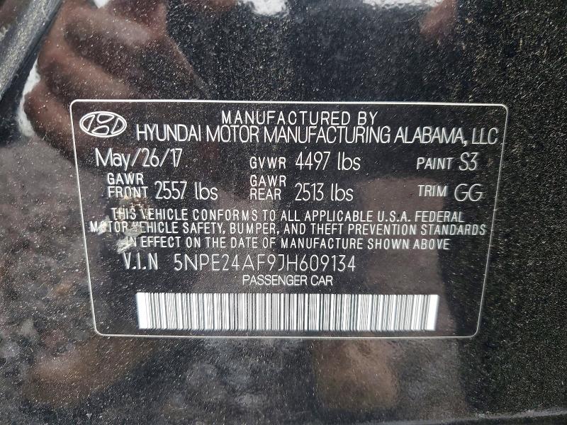 2018 Hyundai Sonata მანქანა იყიდება აუქციონზე, vin: 5NPE24AF9JH609134, აუქციონის ნომერი: 57320306