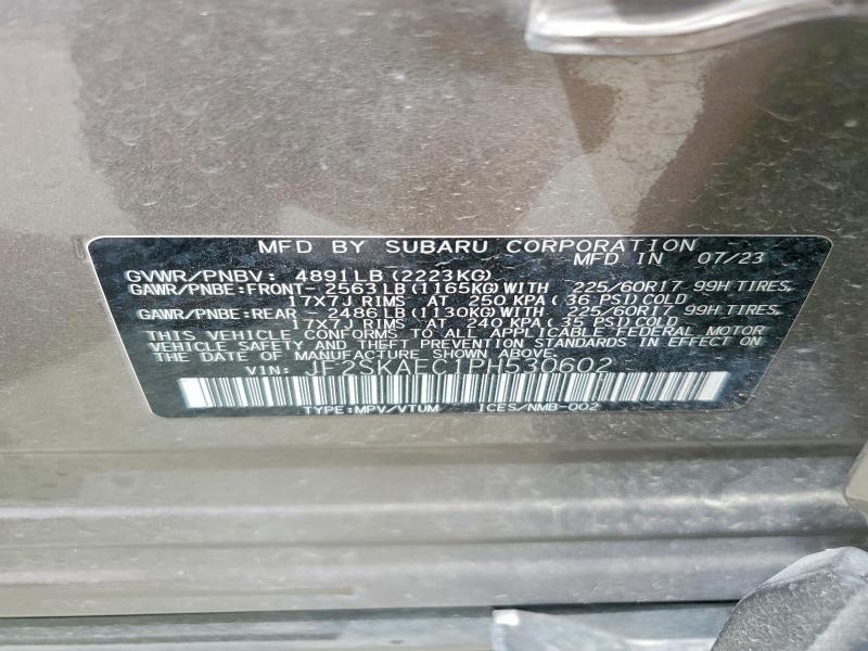 Продажа на аукционе авто 2023 Subaru Forester, vin: JF2SKAEC1PH530602, номер лота: 59601406