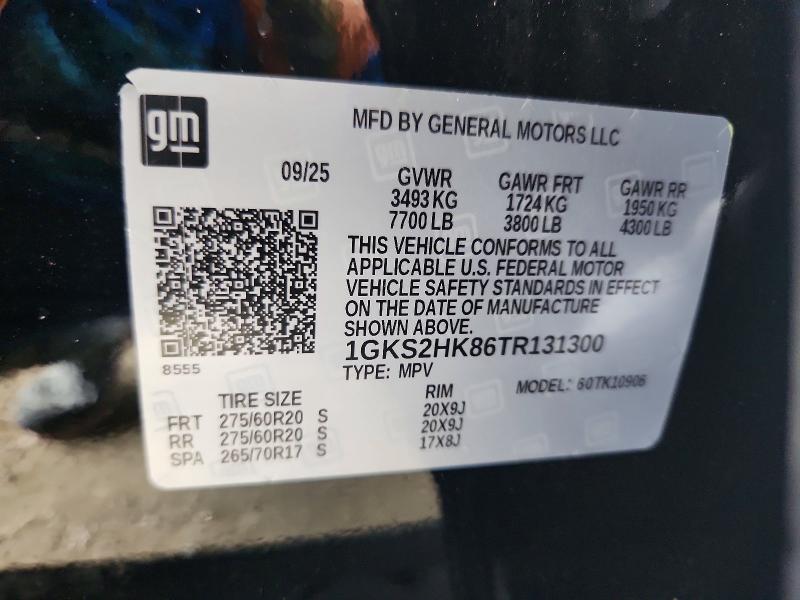 55644866 :رقم المزاد ، 1GKS2HK86TR131300 vin ، 2026 Gmc Yukon Xl مزاد بيع
