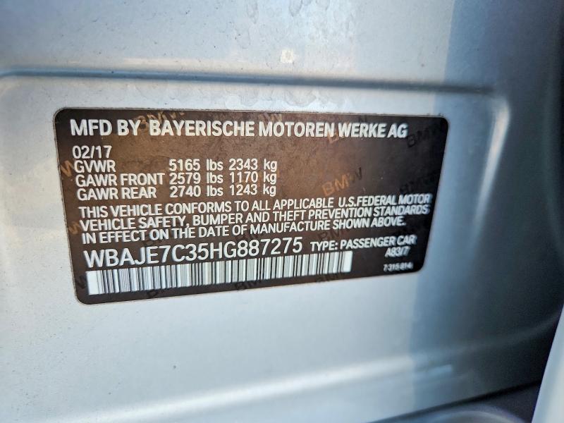 58952636 :رقم المزاد ، WBAJE7C35HG887275 vin ، 2017 Bmw 540 مزاد بيع
