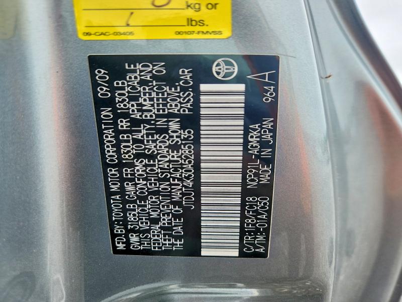 Aukcja sprzedaży 2010 Toyota Yaris, vin: JTDJT4K30A5285135, numer aukcji: 58775276