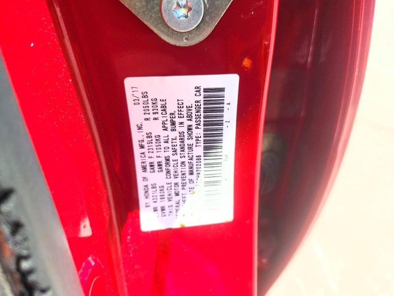 Продажа на аукционе авто 2017 Honda Accord, vin: 1HGCR2F52HA202086, номер лота: 58470666