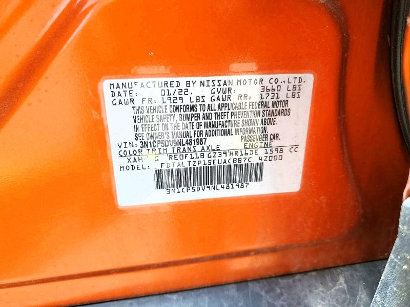 Aukcja sprzedaży 2022 Nissan Kicks, vin: 3N1CP5DV9NL481987, numer aukcji: 58547326