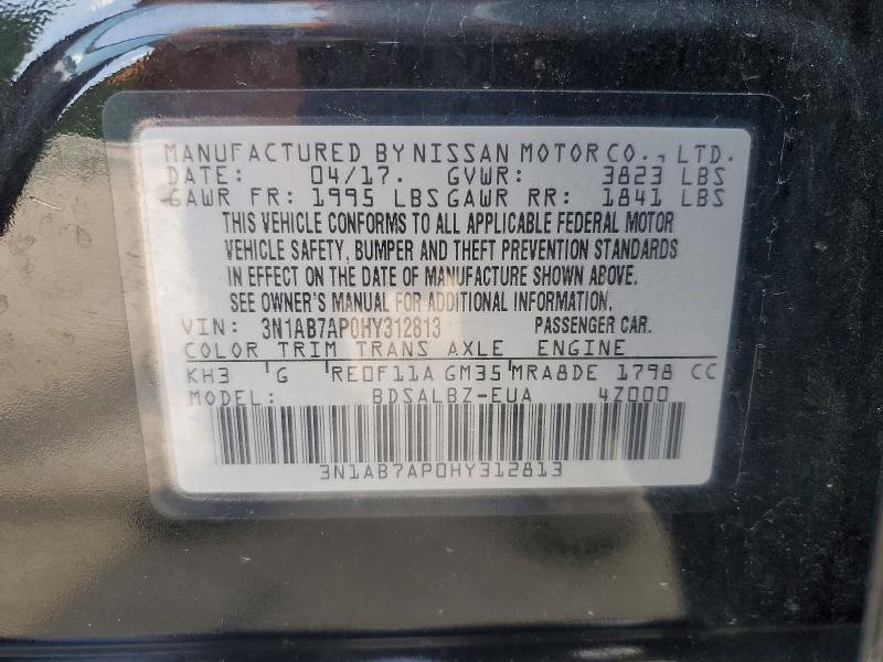 59184696 :رقم المزاد ، 3N1AB7AP0HY312813 vin ، 2017 Nissan Sentra مزاد بيع