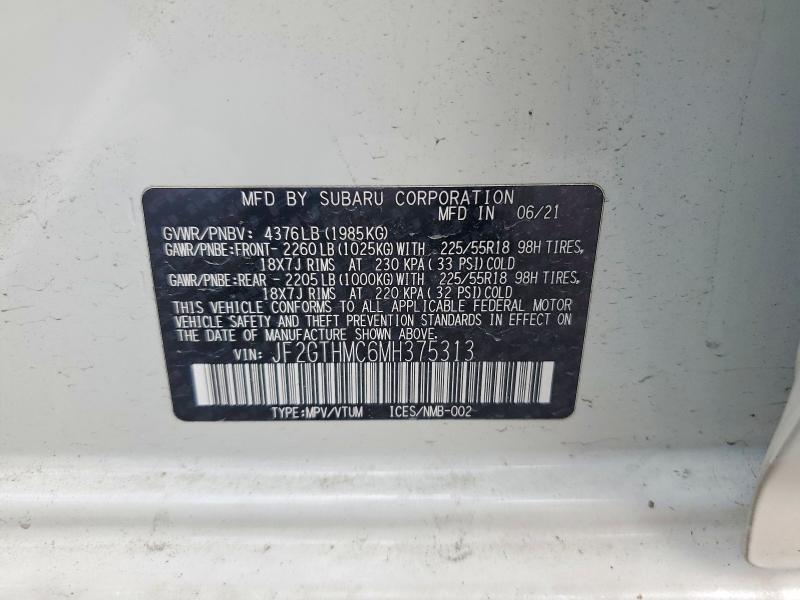 58837296 :رقم المزاد ، JF2GTHMC6MH375313 vin ، 2021 Subaru Crosstrek مزاد بيع