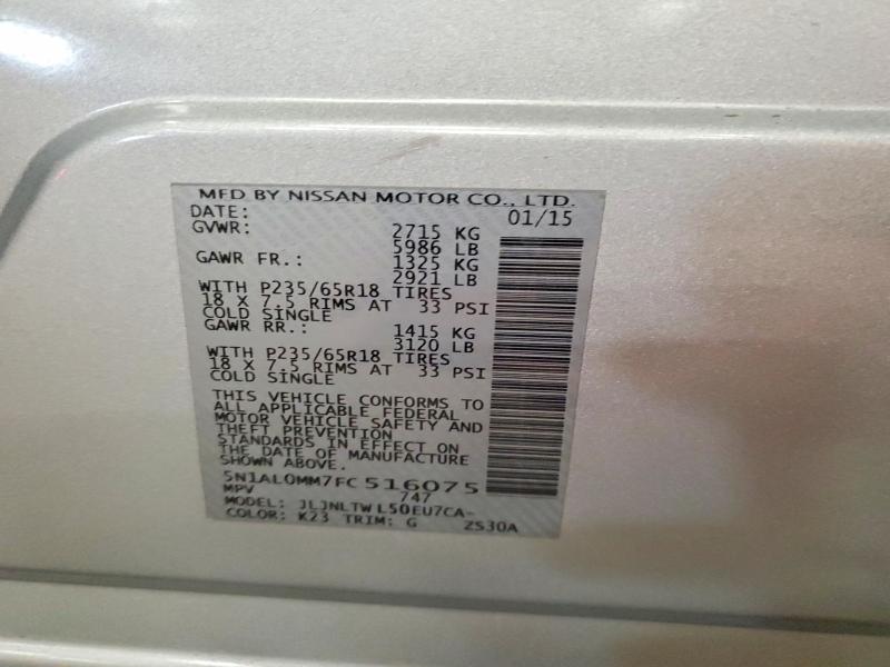 Aukcja sprzedaży 2015 Infiniti Qx60, vin: 5N1AL0MM7FC516075, numer aukcji: 55631266